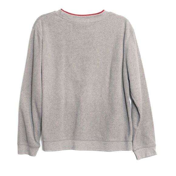 Disney Size XL Mickey Mouse Winter Graphic Fleece Sweatshirt Gray Red Trim - Picture 5 of 8